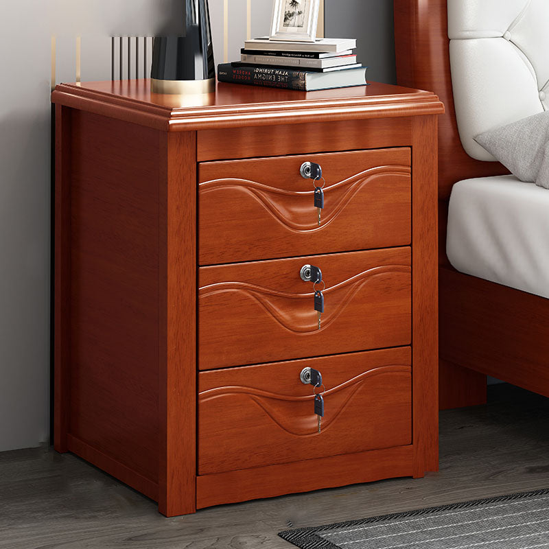 Solid Wood Lockable Nightstand 19
