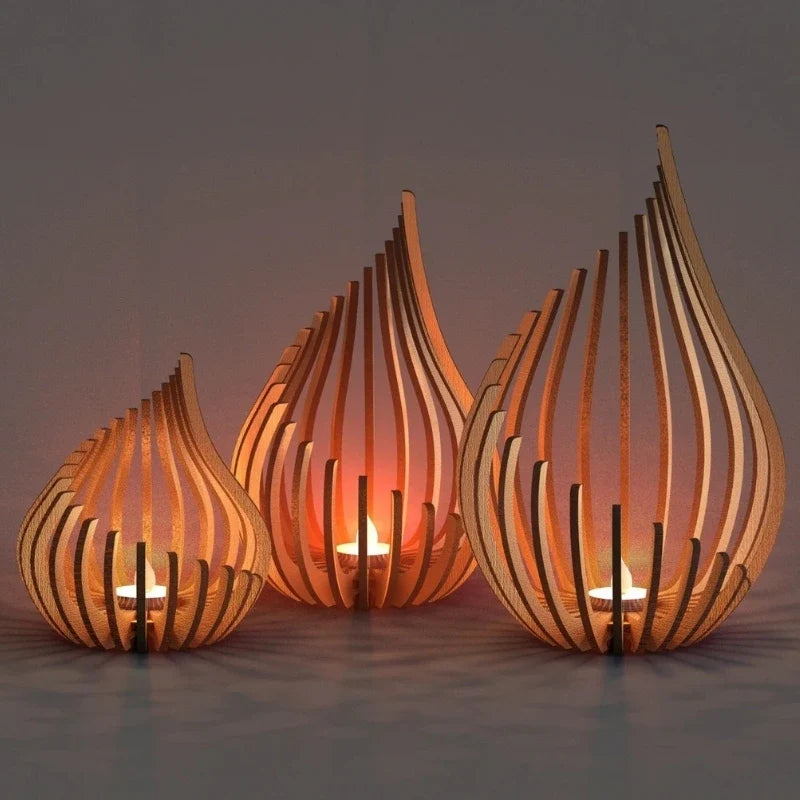 Teardrop Wooden Candle Holder 3