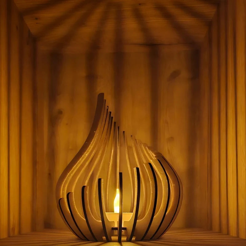 Teardrop Wooden Candle Holder 2