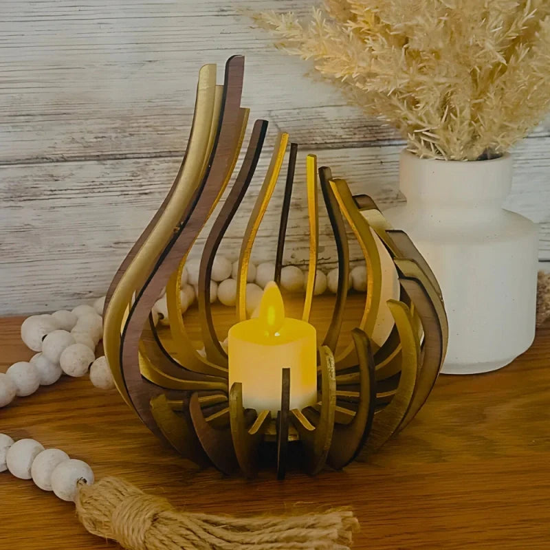Teardrop Wooden Candle Holder 10
