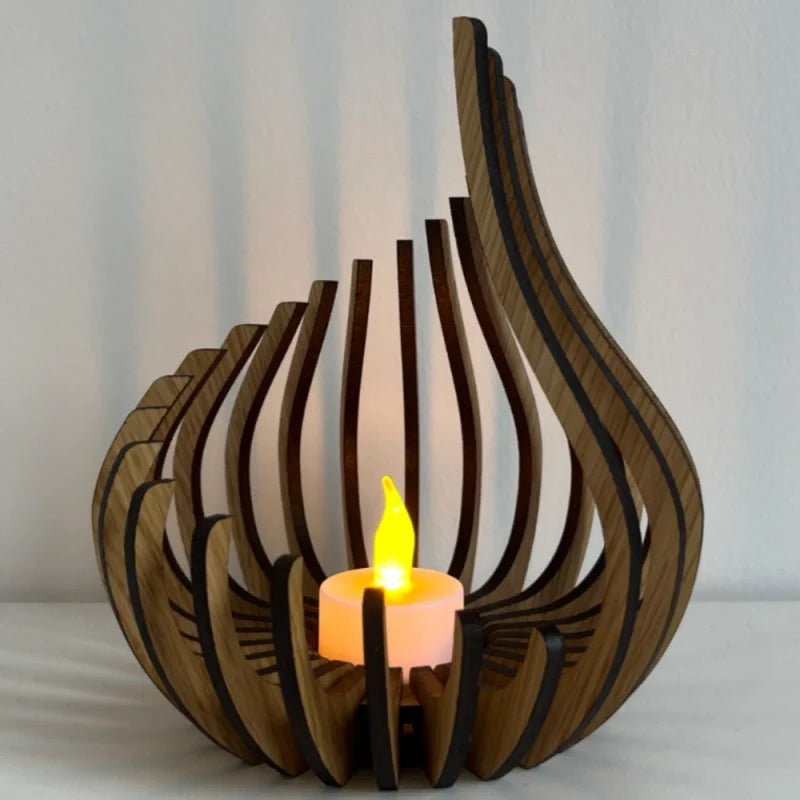 Teardrop Wooden Candle Holder 6