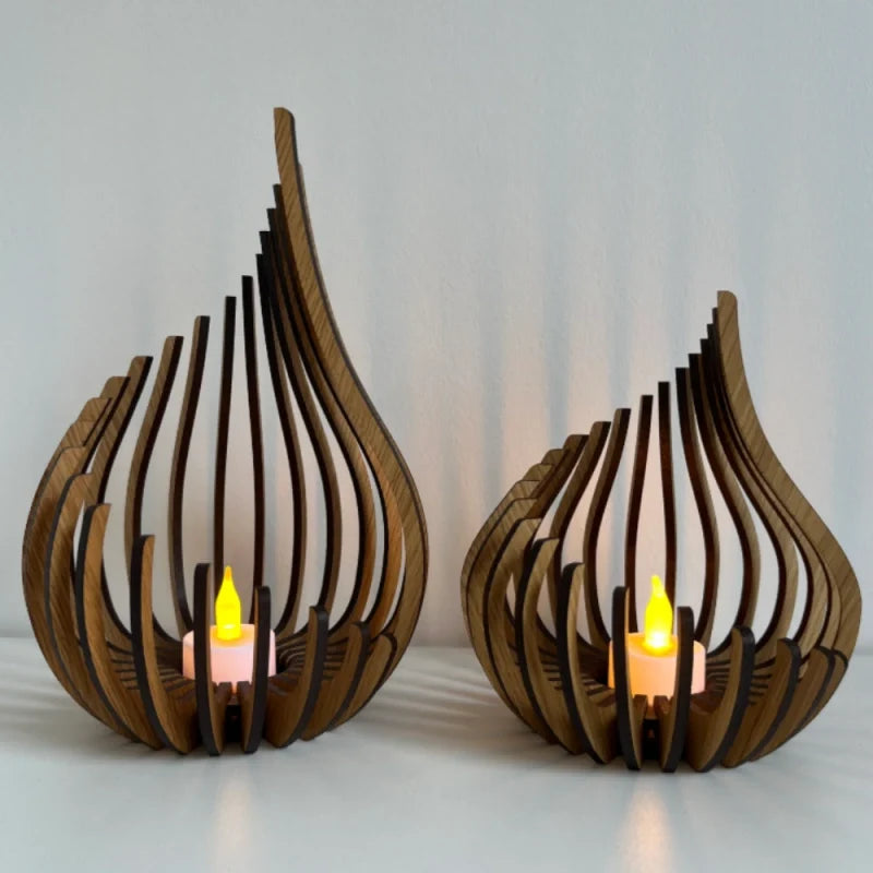 Teardrop Wooden Candle Holder 7