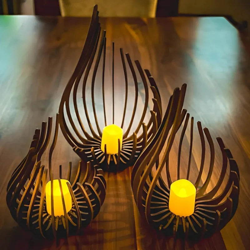 Teardrop Wooden Candle Holder 9