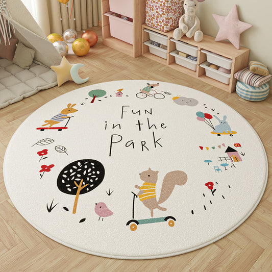 Round Faux Cashmere Play Rug 0
