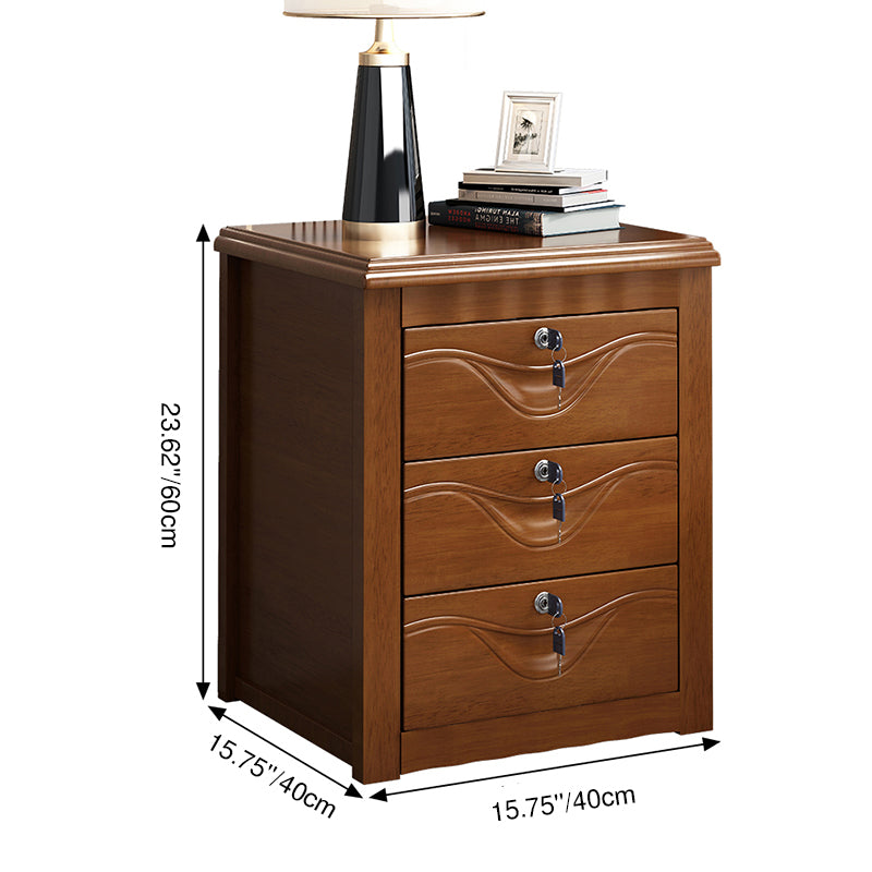 Solid Wood Lockable Nightstand 4