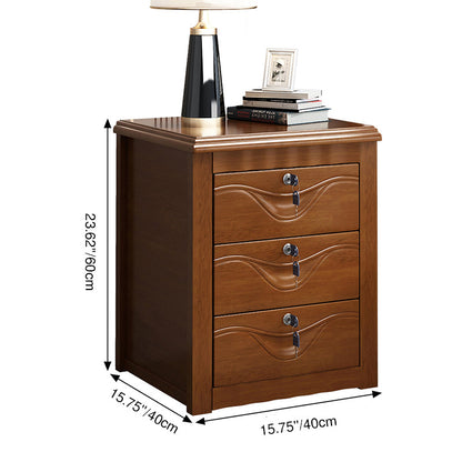 Solid Wood Lockable Nightstand 4
