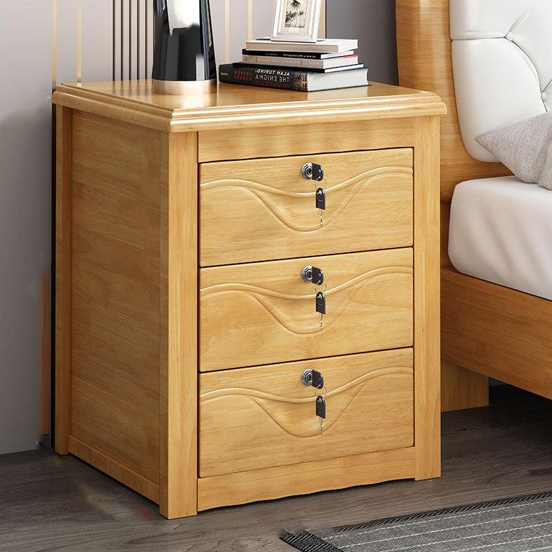 Solid Wood Lockable Nightstand 17