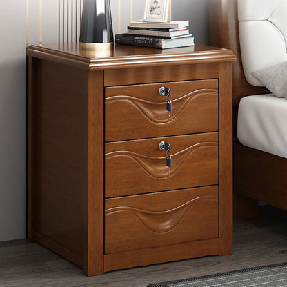 Solid Wood Lockable Nightstand 12