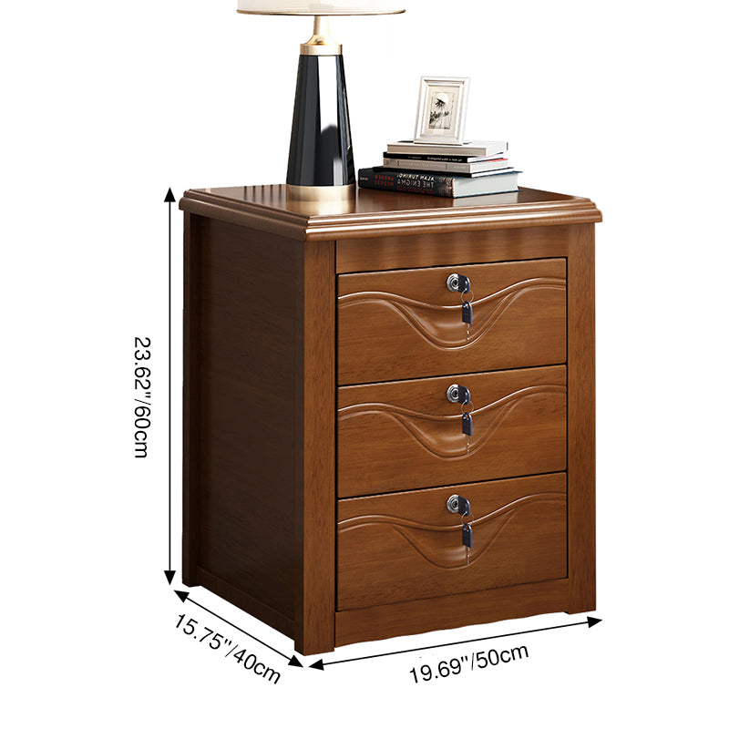 Solid Wood Lockable Nightstand 5