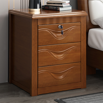 Solid Wood Lockable Nightstand 8